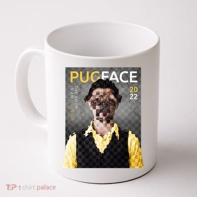 Pug Face Man Magazine Pixelated Coffee Mug