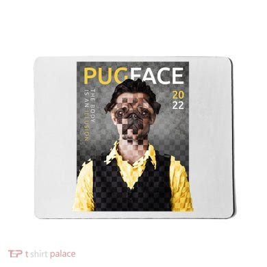 Pug Face Man Magazine Pixelated Mousepad