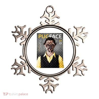 Pug Face Man Magazine Pixelated Ornament