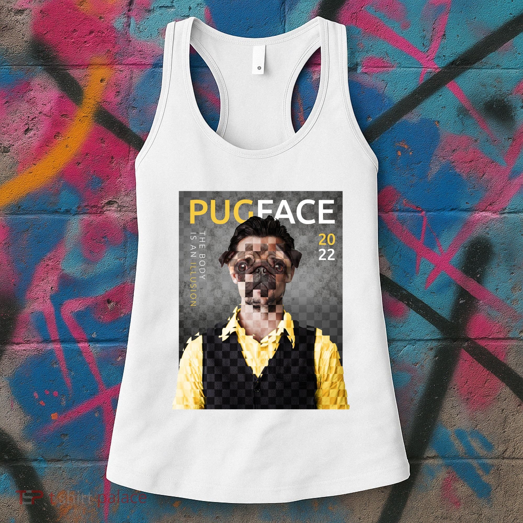 Pug Face Man Magazine Pixelated Women's Tank Top