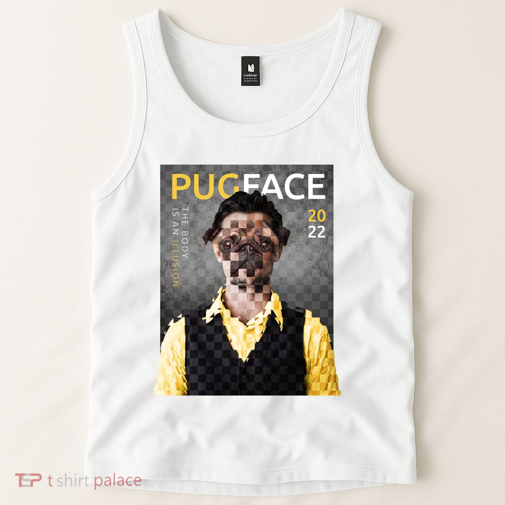 Pug Face Man Magazine Pixelated Tank Top