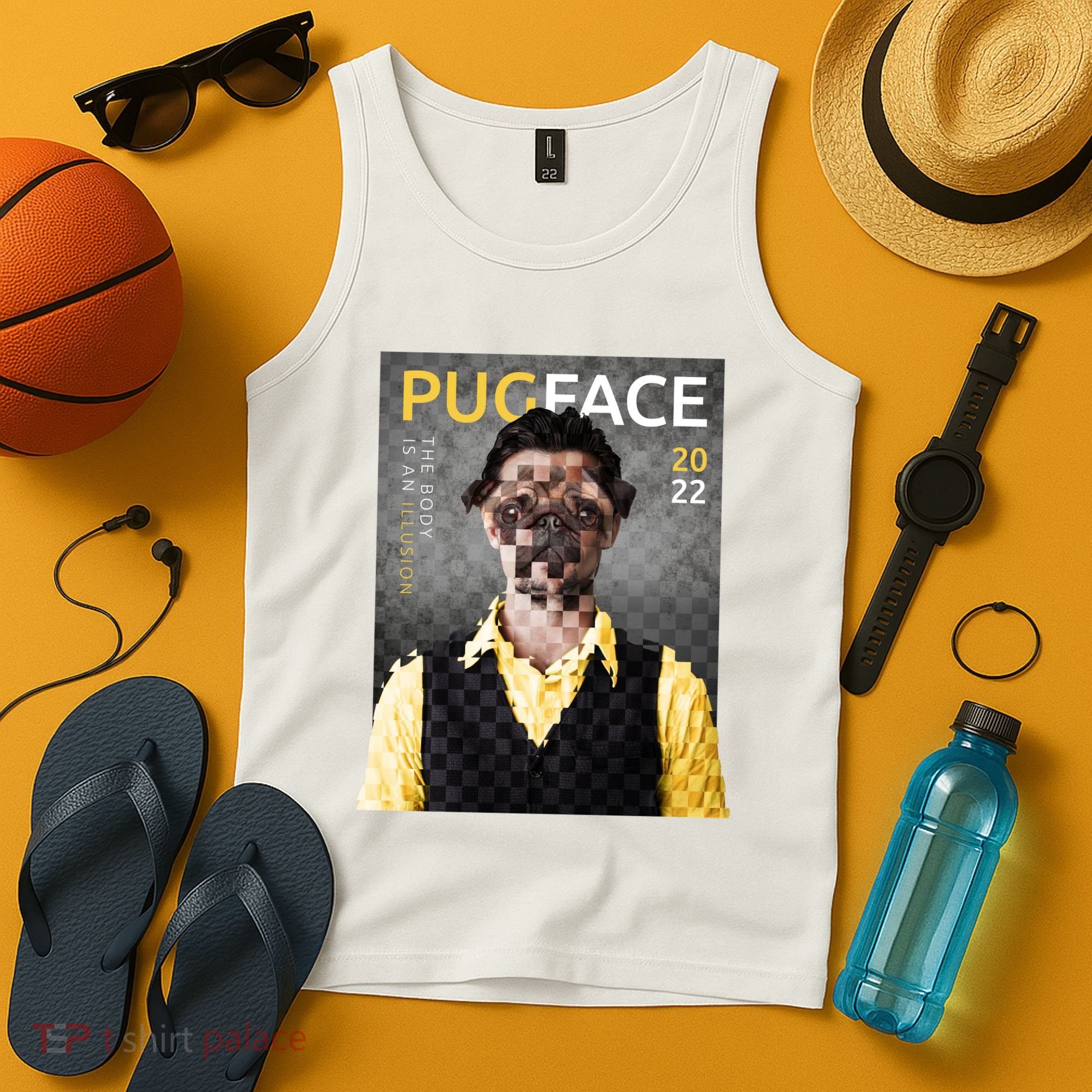 Pug Face Man Magazine Pixelated Tank Top