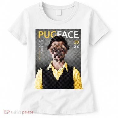 Pug Face Man Magazine Pixelated Women's T-Shirt