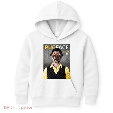 Pug Face Man Magazine Pixelated Kids Hoodie