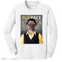 Pug Face Man Magazine Pixelated Kids Long Sleeve Shirt thumb 0