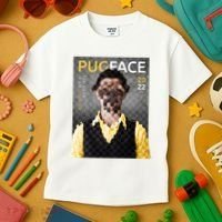 Pug Face Man Magazine Pixelated Kids T-Shirt thumb 3