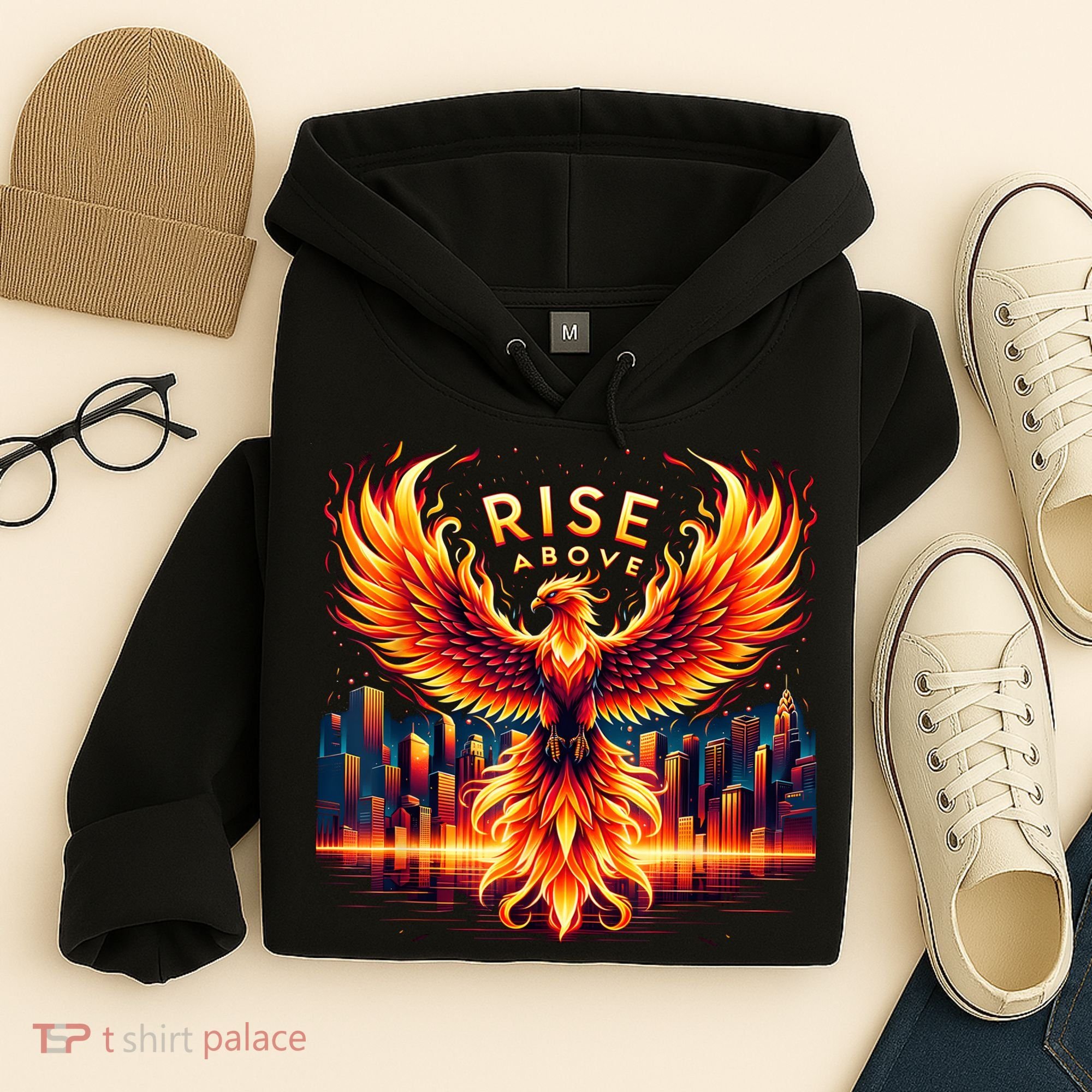 Phoenix Fire Mythical Bird Inspirational Motivational Hoodie