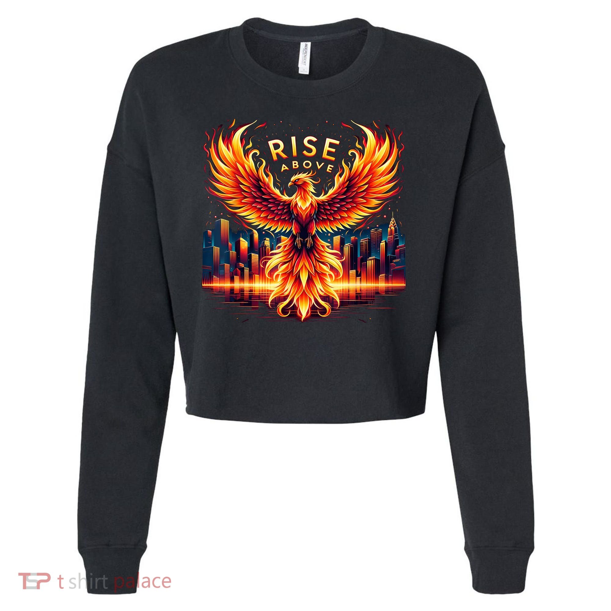 Phoenix Fire Mythical Bird Inspirational Motivational Cropped Pullover Crew
