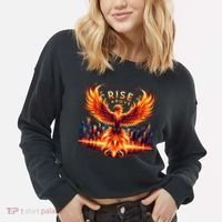 Phoenix Fire Mythical Bird Inspirational Motivational Cropped Pullover Crew thumb 2