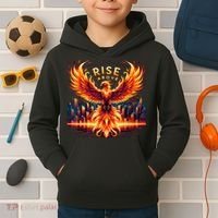 Phoenix Fire Mythical Bird Inspirational Motivational Kids Hoodie thumb 2