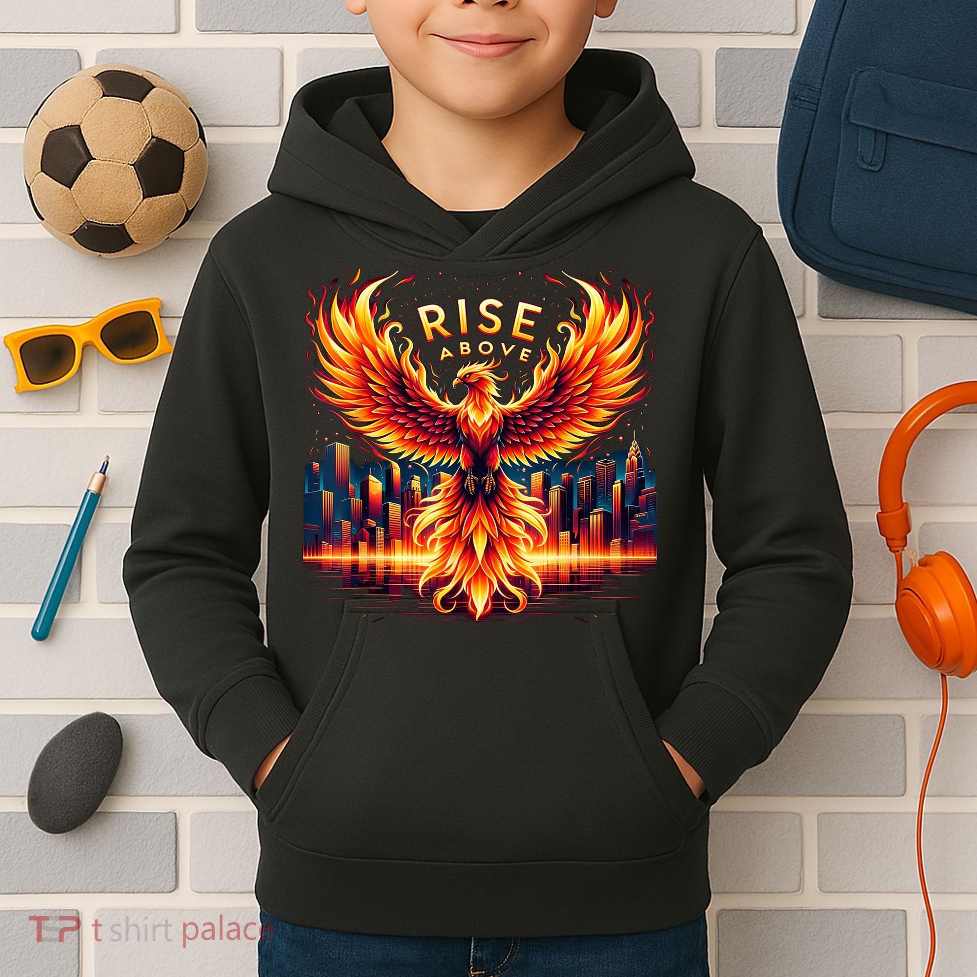 Phoenix Fire Mythical Bird Inspirational Motivational Kids Hoodie