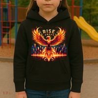 Phoenix Fire Mythical Bird Inspirational Motivational Kids Hoodie thumb 3