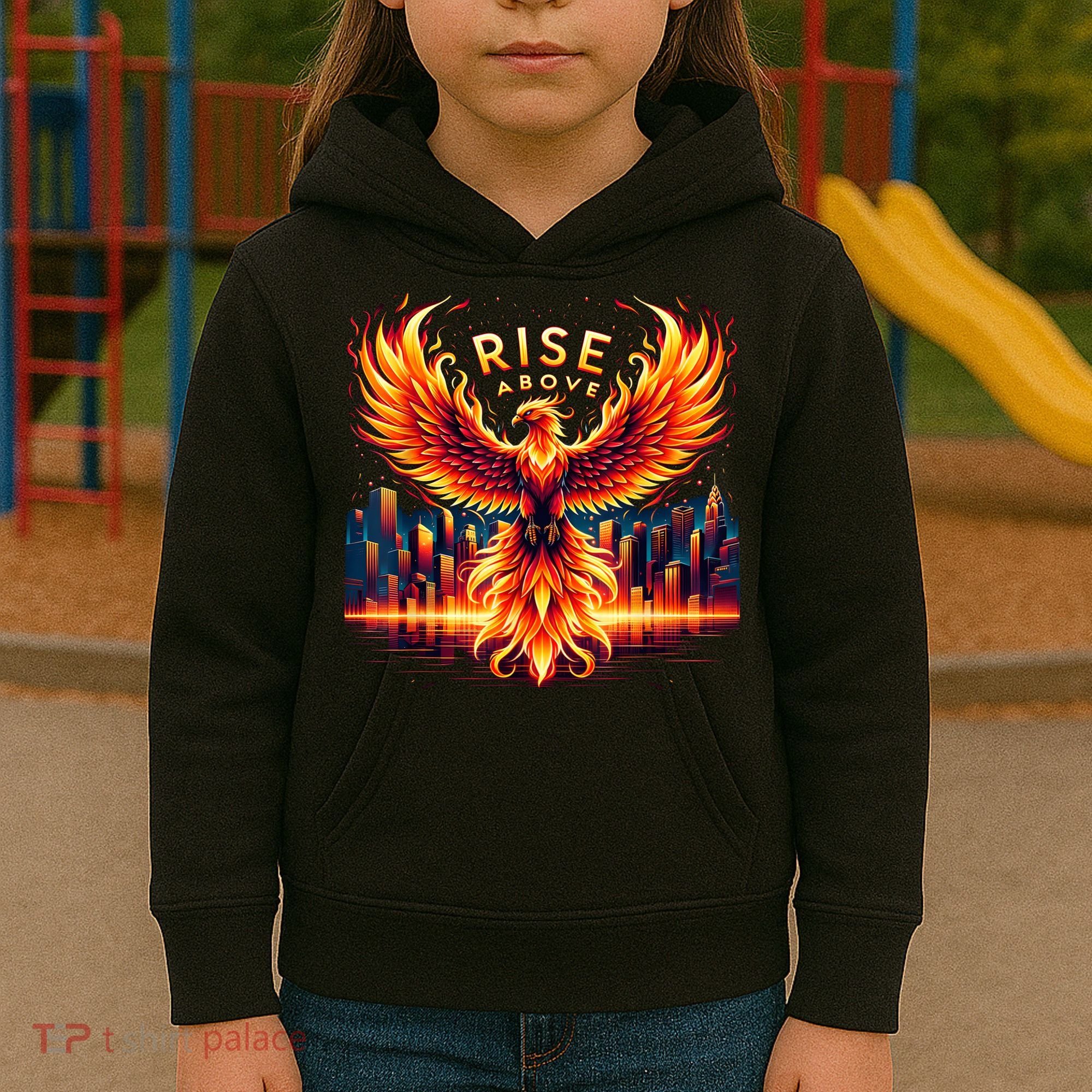 Phoenix Fire Mythical Bird Inspirational Motivational Kids Hoodie