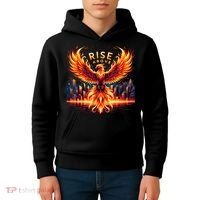 Phoenix Fire Mythical Bird Inspirational Motivational Kids Hoodie thumb 4