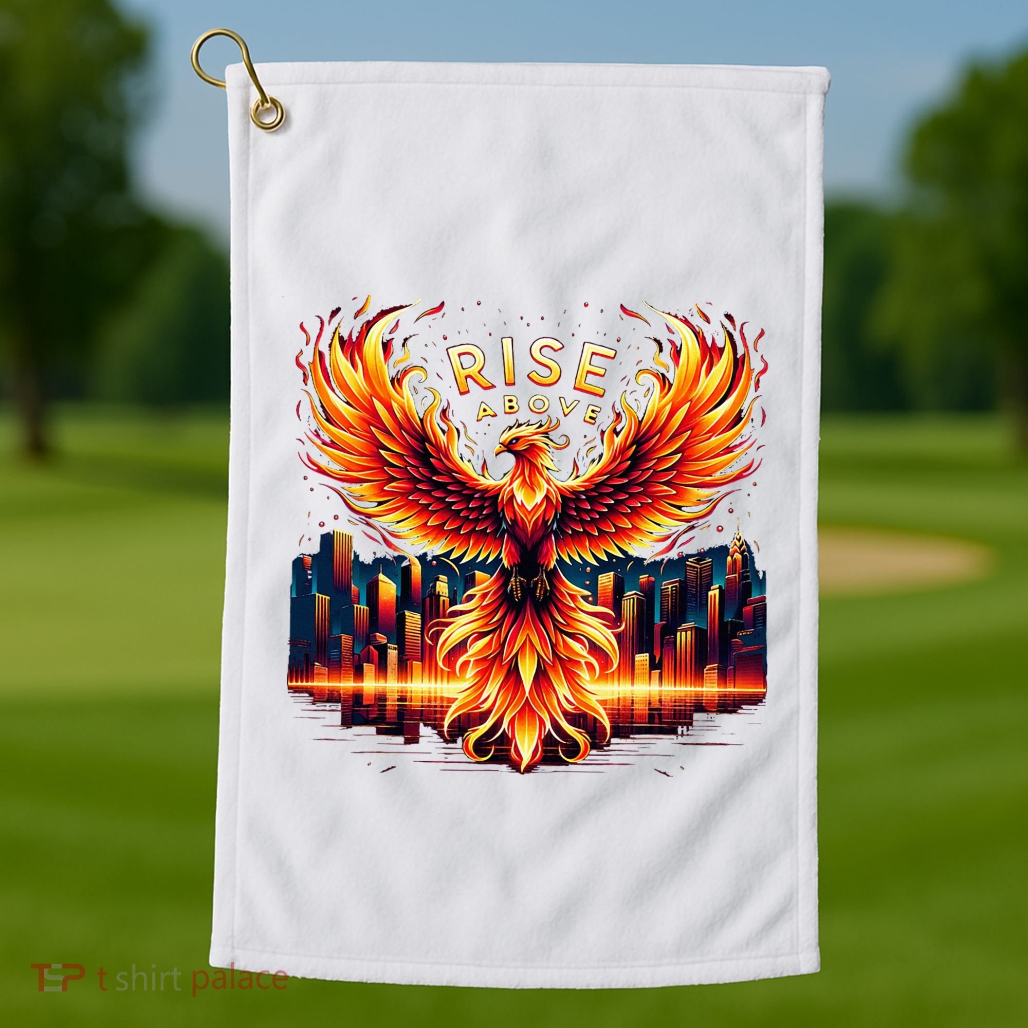 Phoenix Fire Mythical Bird Inspirational Motivational Golf Towel