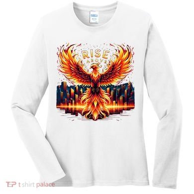 Phoenix Fire Mythical Bird Inspirational Motivational Women's Long Sleeve Shirt