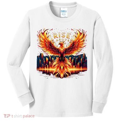 Phoenix Fire Mythical Bird Inspirational Motivational Kids Long Sleeve Shirt