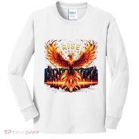 Phoenix Fire Mythical Bird Inspirational Motivational Kids Long Sleeve Shirt thumb 0