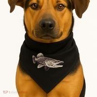 Pike Fish Monchrome USA-Made Doggie Bandana thumb 1