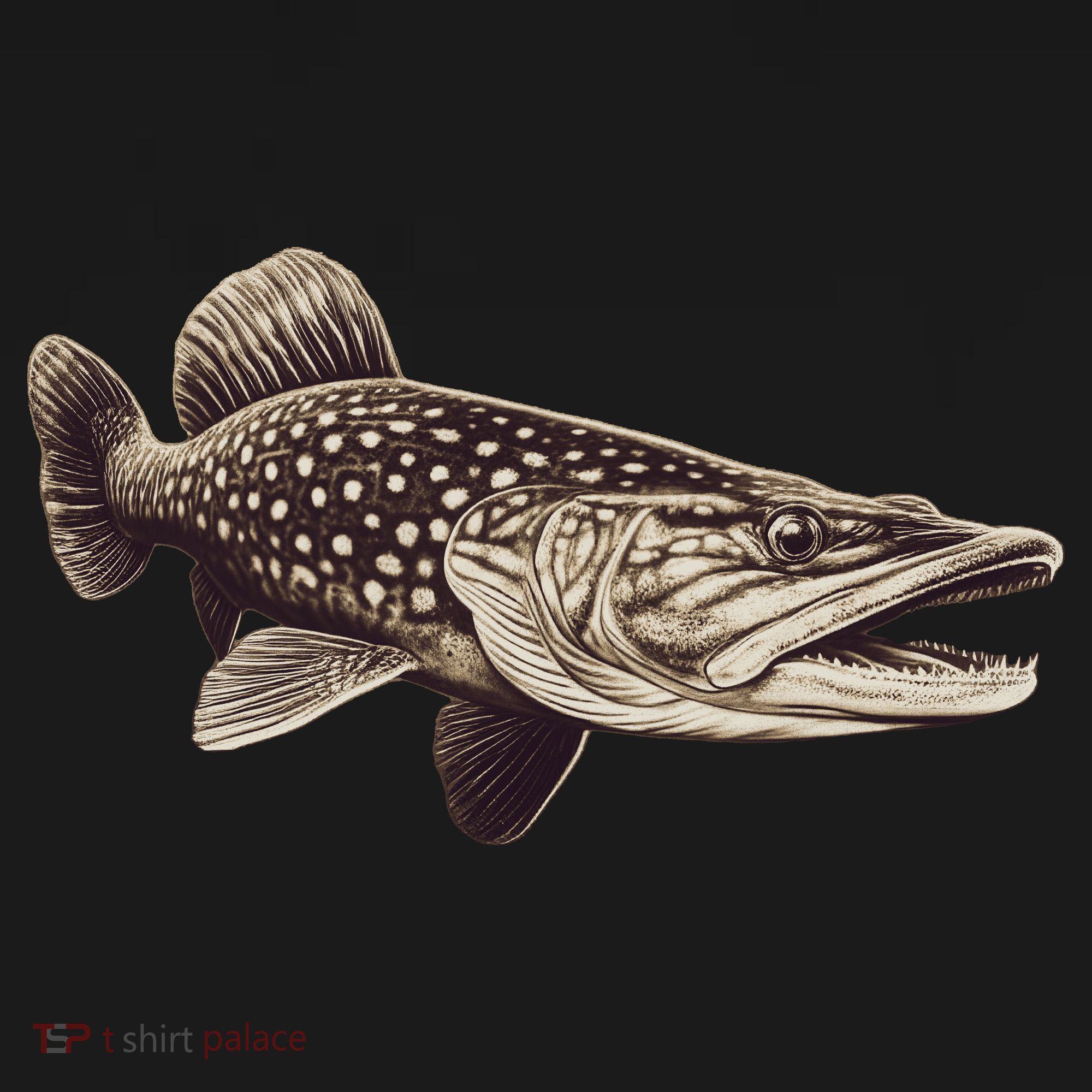Pike Fish Monchrome USA-Made Doggie Bandana