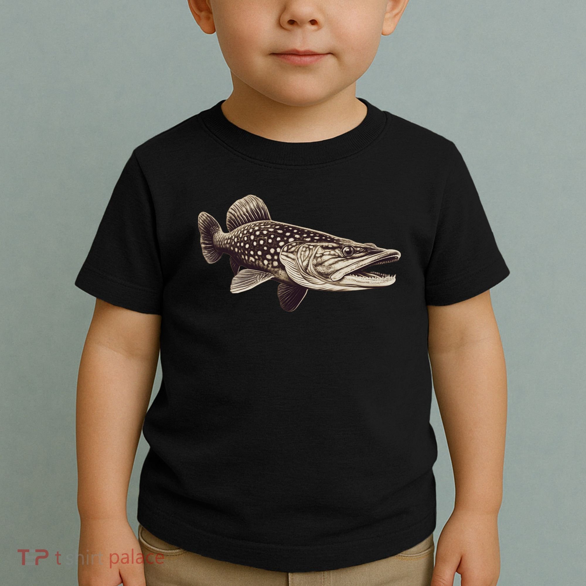 Pike Fish Monchrome Toddler T-Shirt