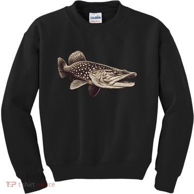Pike Fish Monchrome Kids Sweatshirt