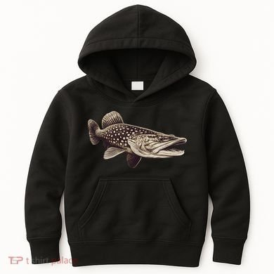 Pike Fish Monchrome Kids Hoodie