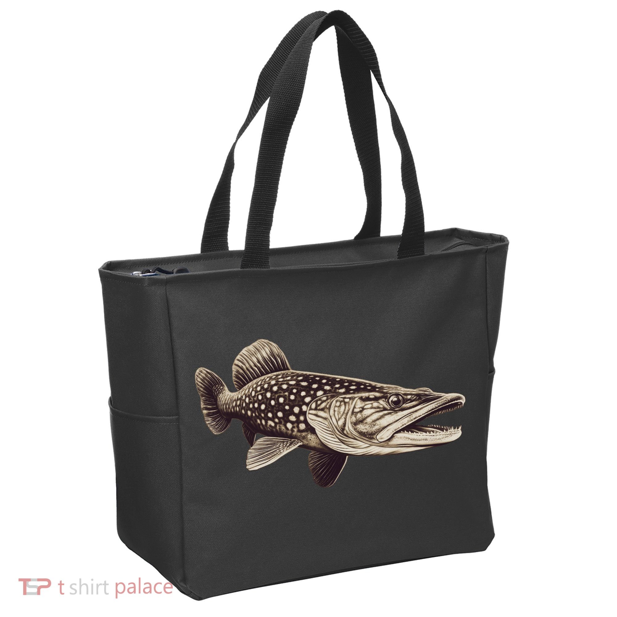 Pike Fish Monchrome Tote Bag