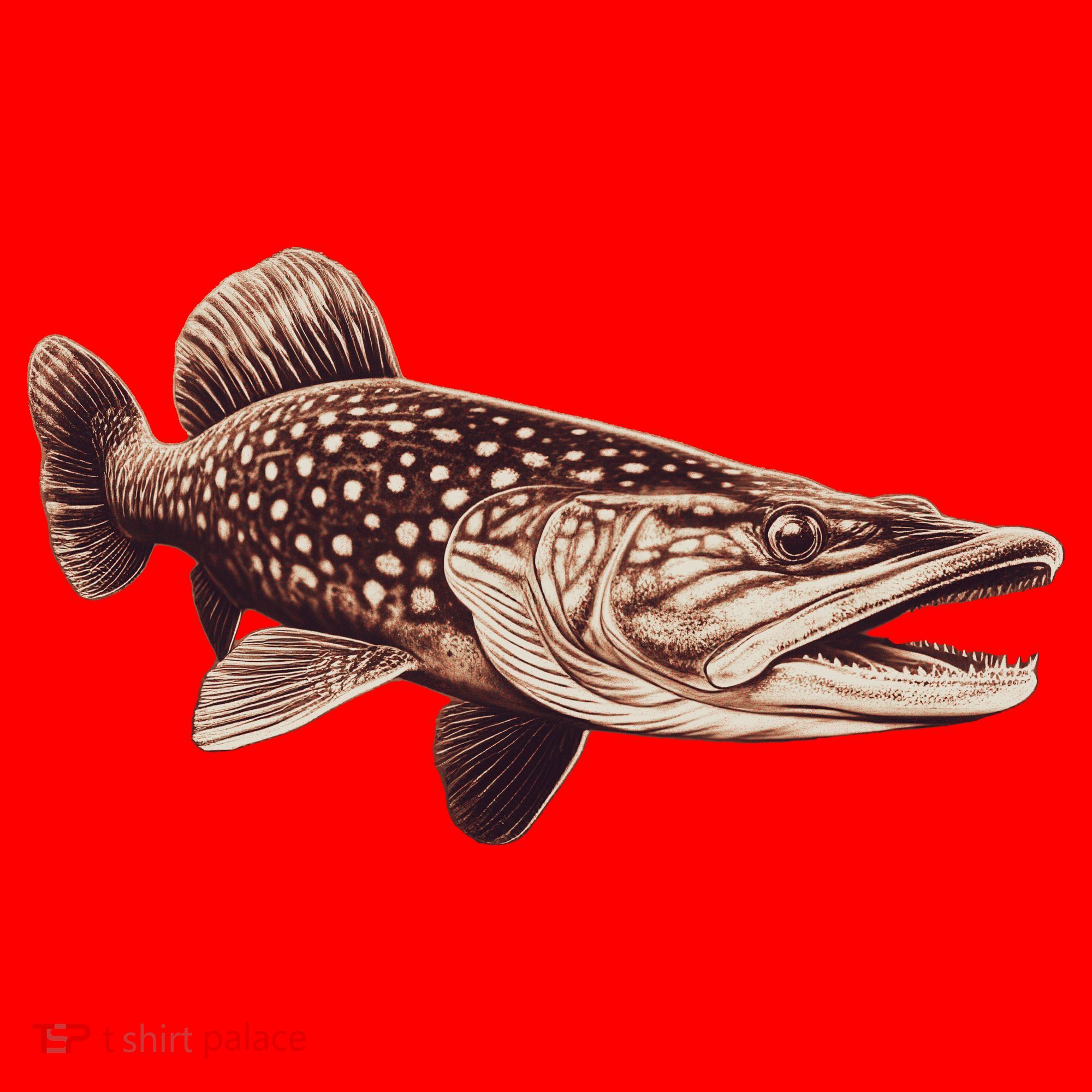 Pike Fish Monchrome Santa Hat