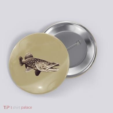 Pike Fish Monchrome Button