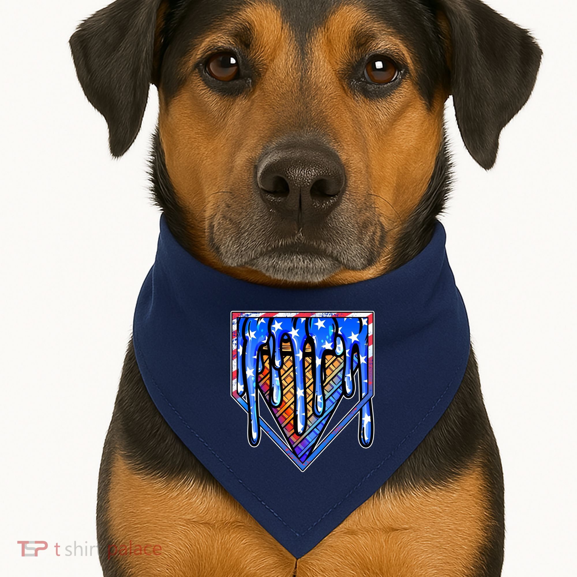 Patriotic Flag Melting Ice Cream Cone USA-Made Doggie Bandana