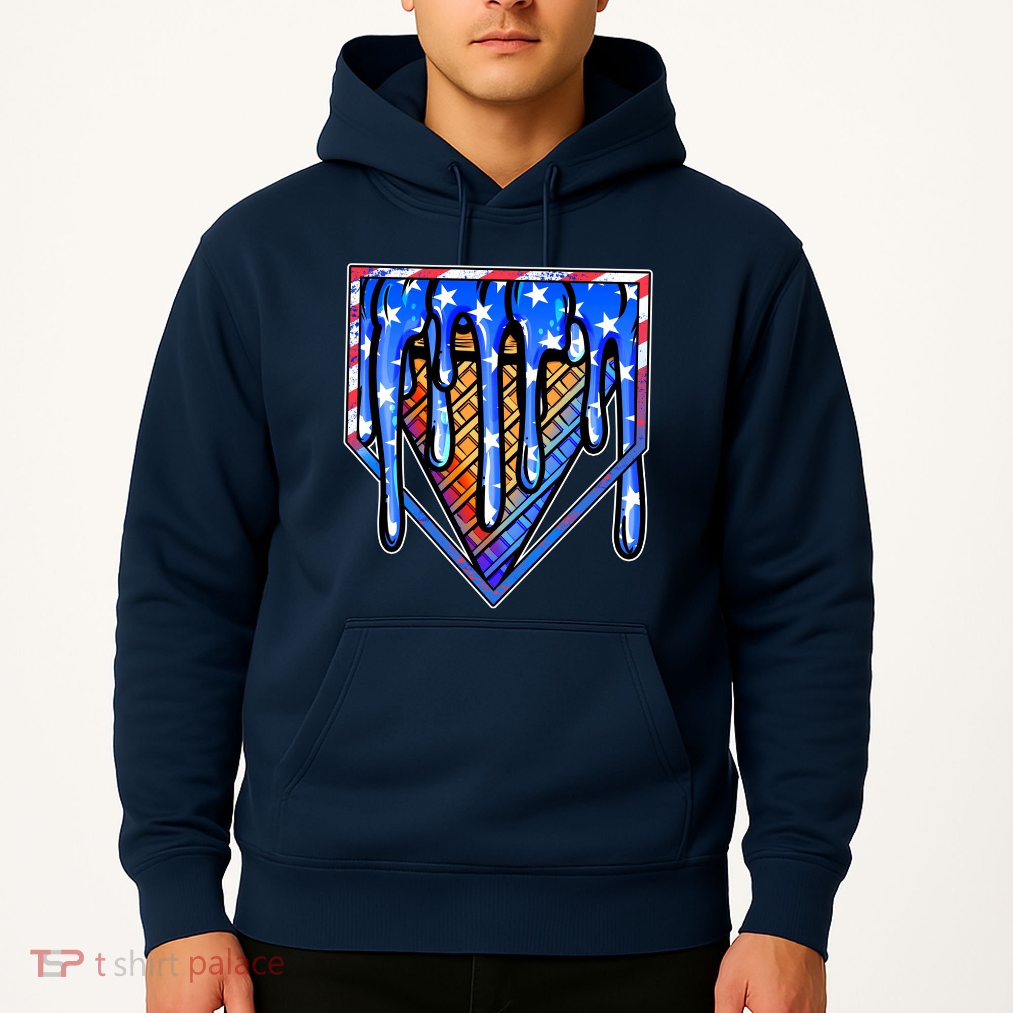 Patriotic Flag Melting Ice Cream Cone Hoodie