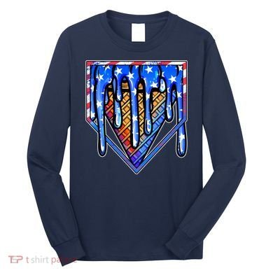 Patriotic Flag Melting Ice Cream Cone Long Sleeve Shirt