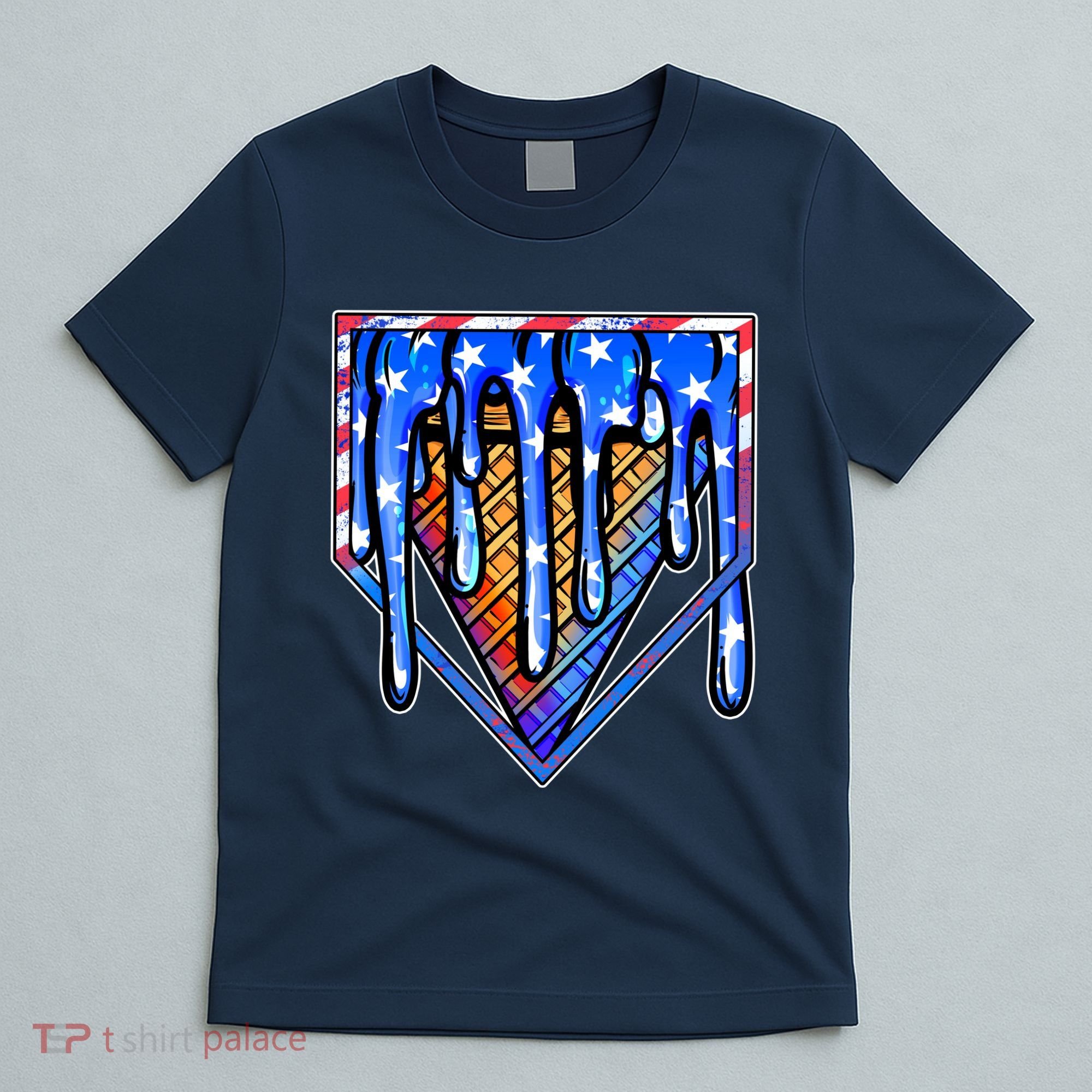 Patriotic Flag Melting Ice Cream Cone T-Shirt