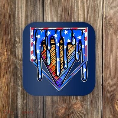 Patriotic Flag Melting Ice Cream Cone Coaster