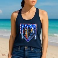 Patriotic Flag Melting Ice Cream Cone Women's Tank Top thumb 2