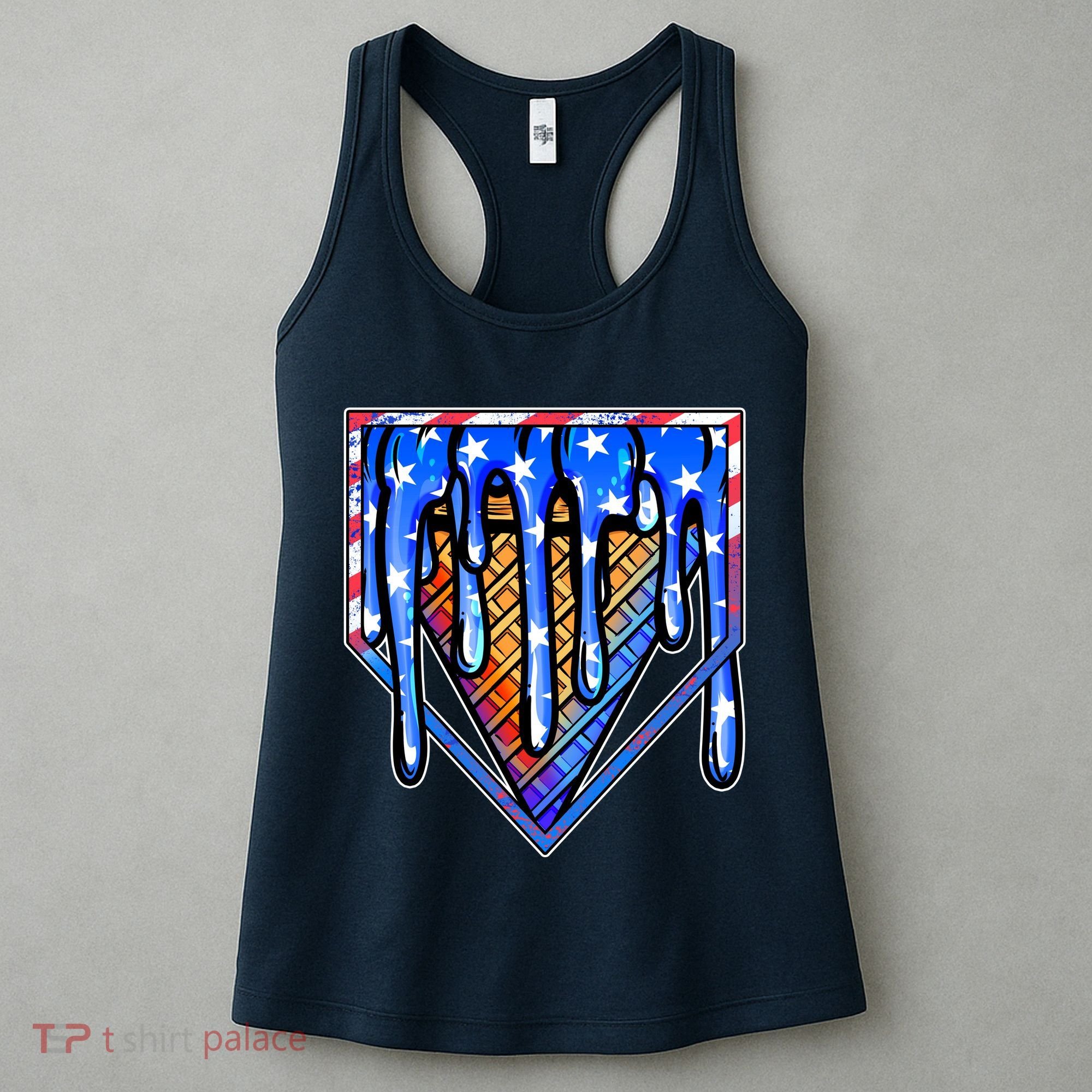 Patriotic Flag Melting Ice Cream Cone Women's Tank Top