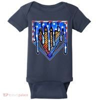 Patriotic Flag Melting Ice Cream Cone Baby Bodysuit thumb 0