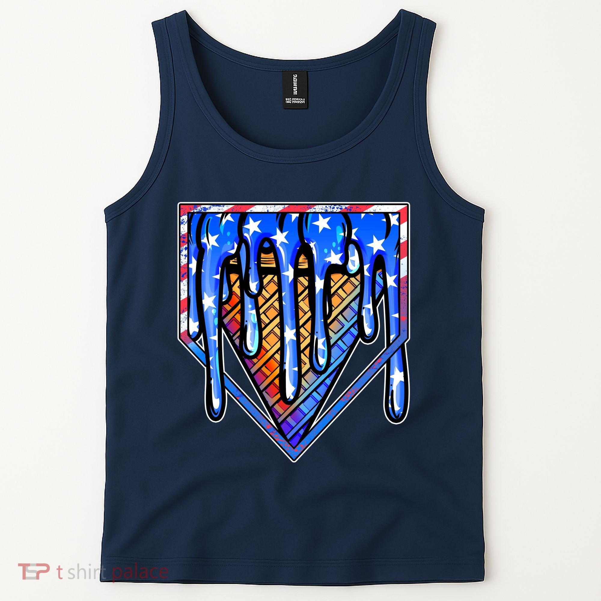 Patriotic Flag Melting Ice Cream Cone Tank Top
