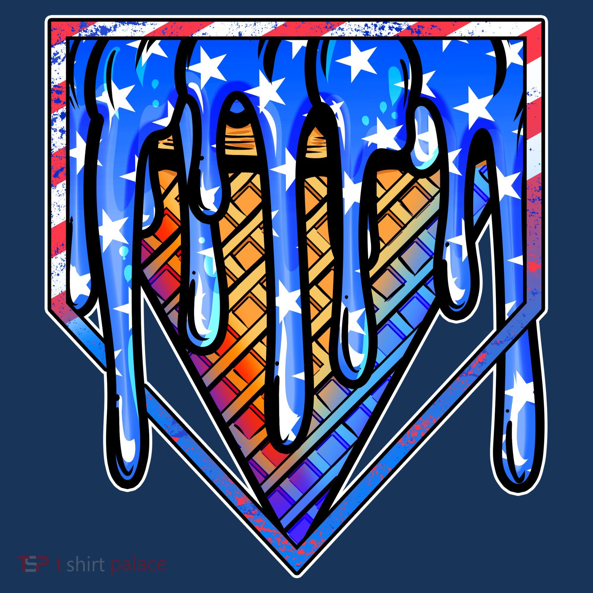 Patriotic Flag Melting Ice Cream Cone Golf Towel