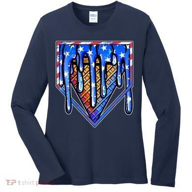 Patriotic Flag Melting Ice Cream Cone Women's Long Sleeve Shirt