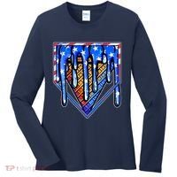 Patriotic Flag Melting Ice Cream Cone Women's Long Sleeve Shirt thumb 0