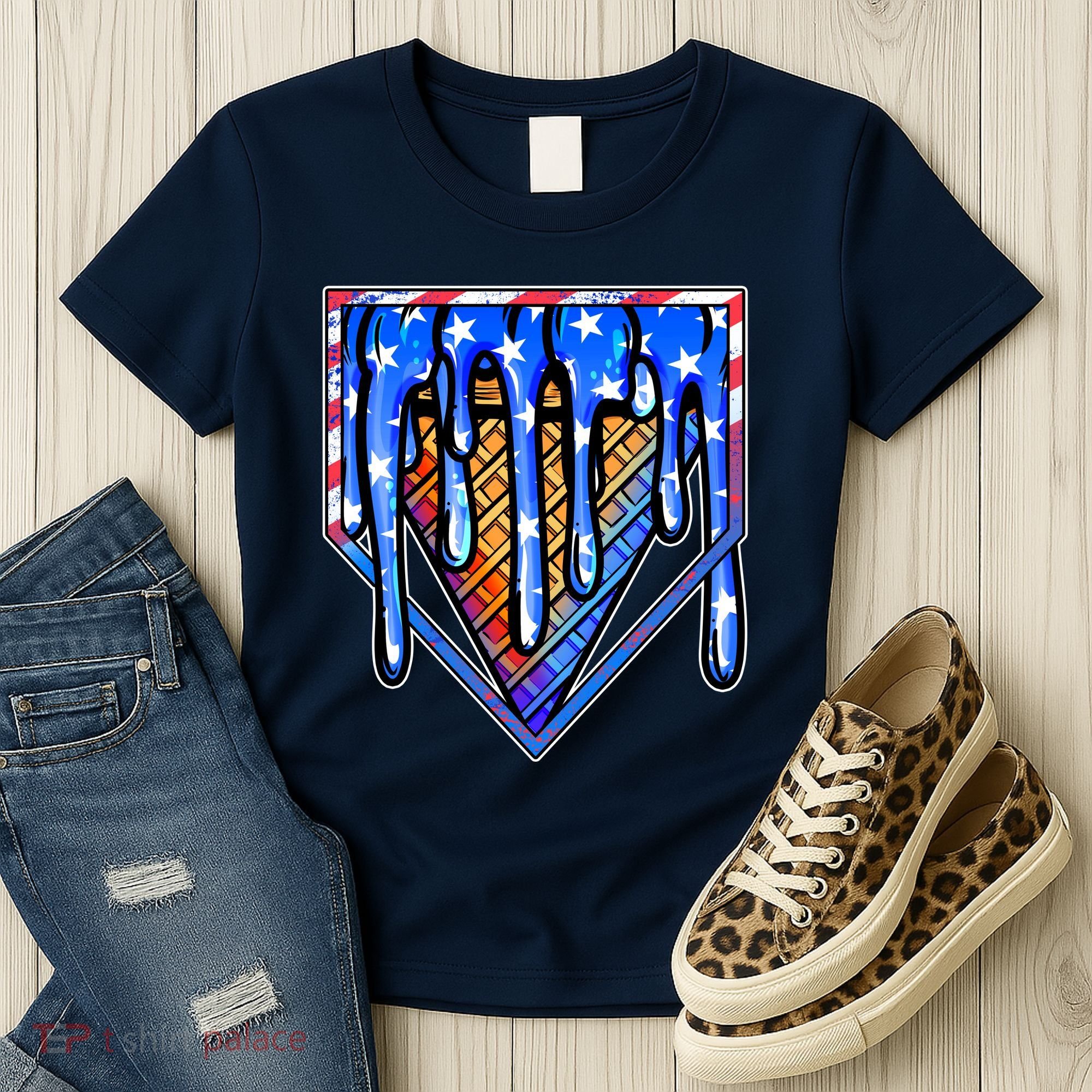 Patriotic Flag Melting Ice Cream Cone Women's T-Shirt