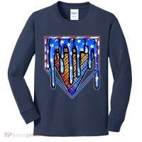Patriotic Flag Melting Ice Cream Cone Kids Long Sleeve Shirt thumb 0