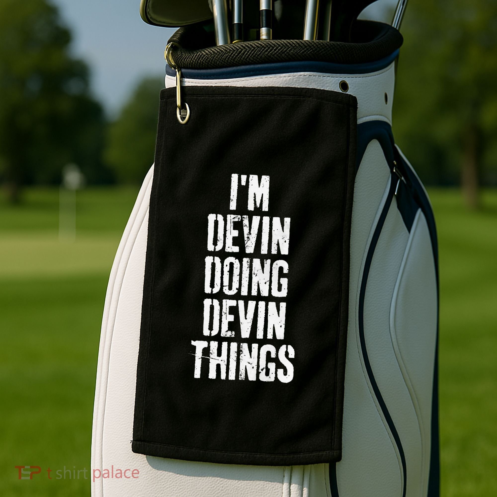 Personalized First Name I'm Devin Doing Devin Things  Golf Towel