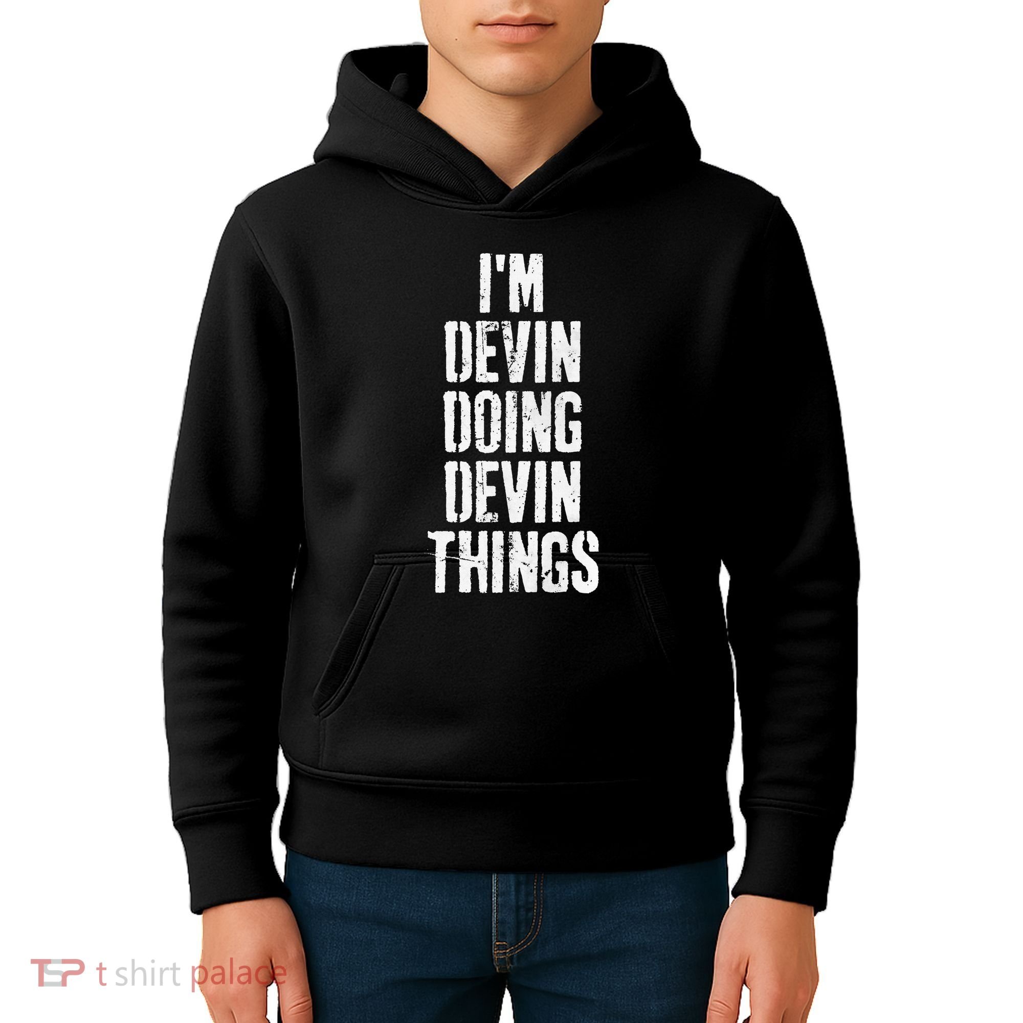 Personalized First Name I'm Devin Doing Devin Things  Kids Hoodie