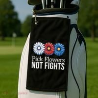 Pick Flowers Not Fights Golf Towel thumb 2