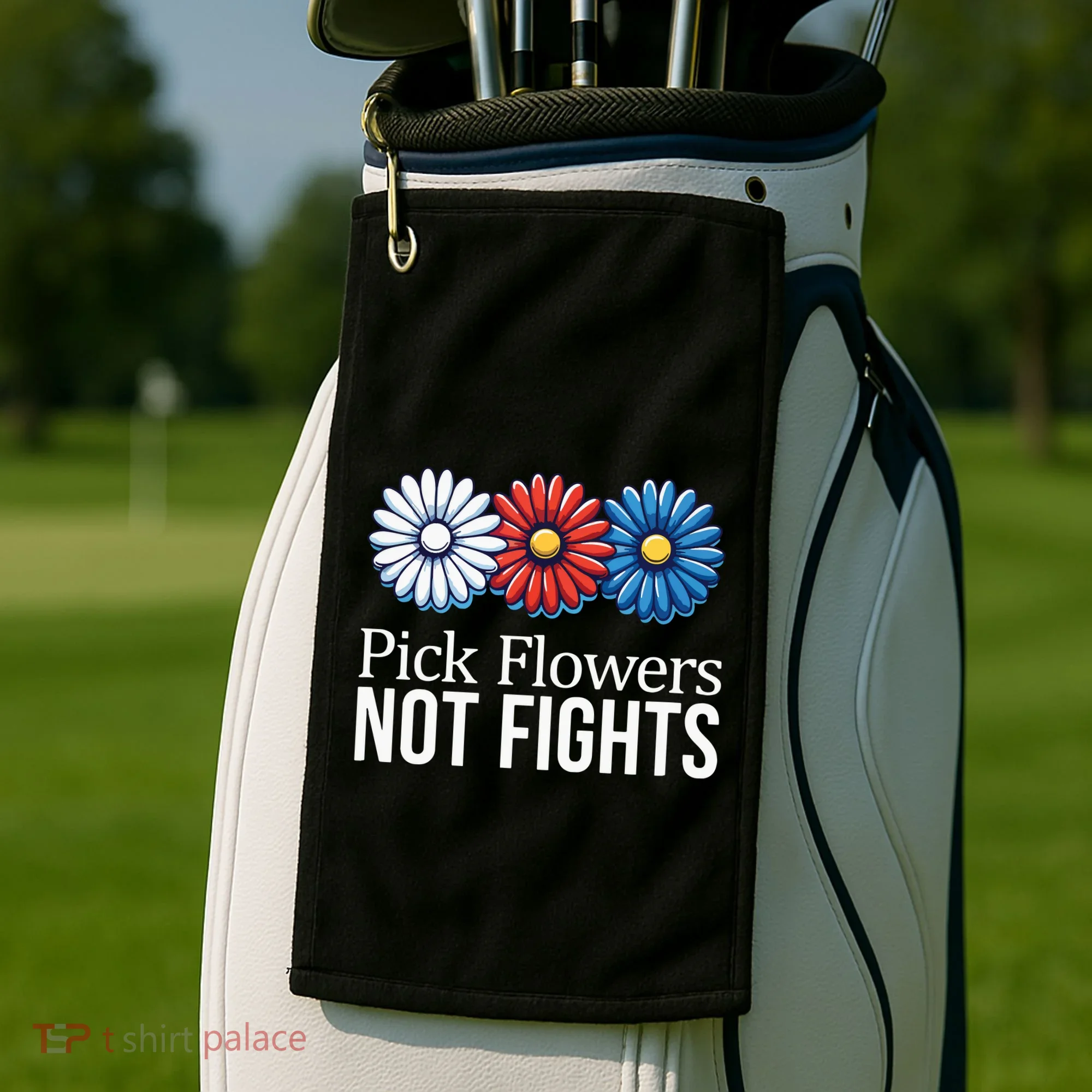 Pick Flowers Not Fights Golf Towel