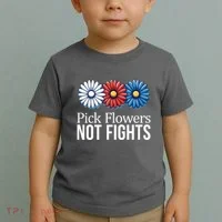 Pick Flowers Not Fights Toddler T-Shirt thumb 2