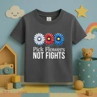 Pick Flowers Not Fights Toddler T-Shirt thumb 3